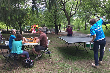 People play ping pong in an Ottawa park